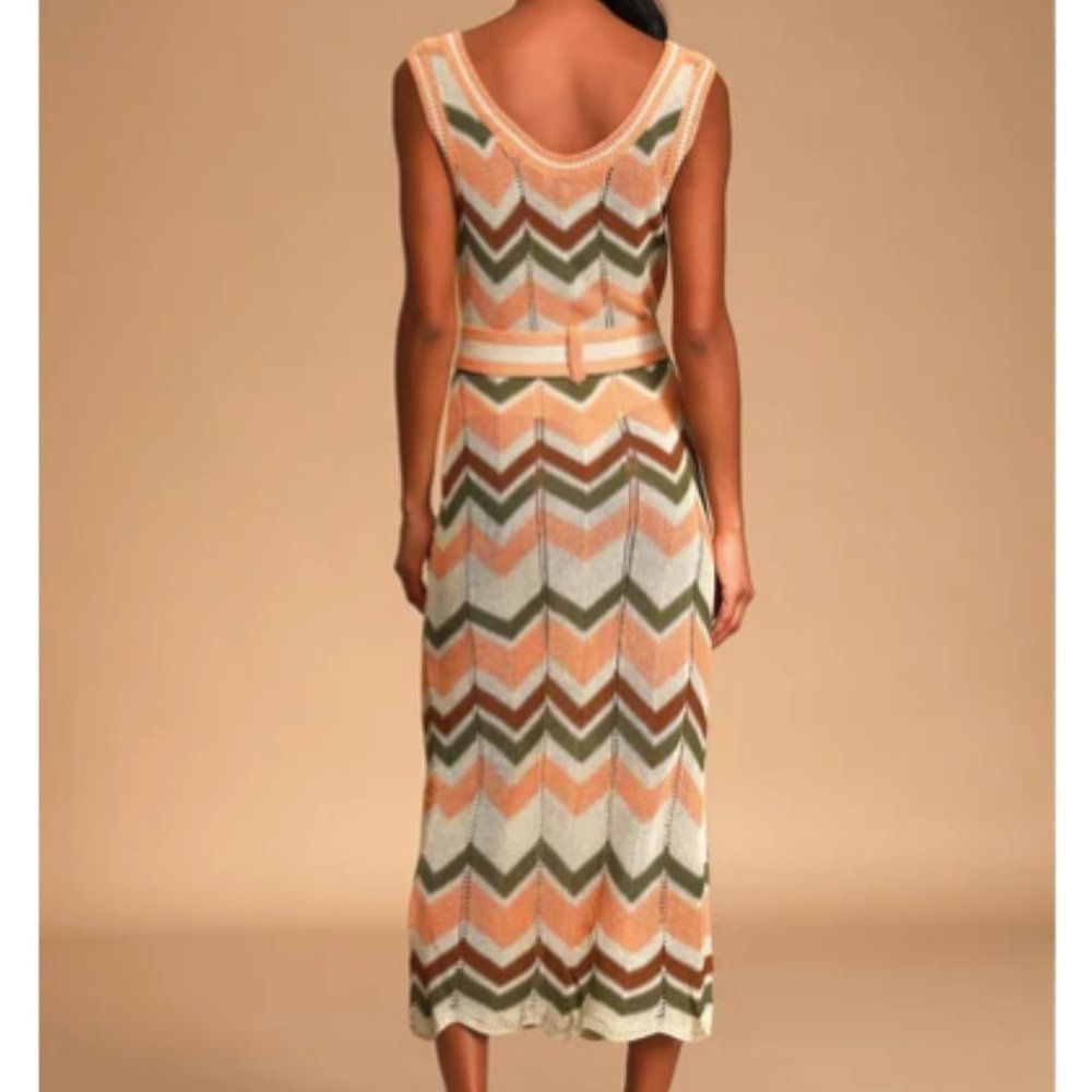 Lulu’s Cream Multi Crochet Belted Maxi Dress - Picture 2 of 4